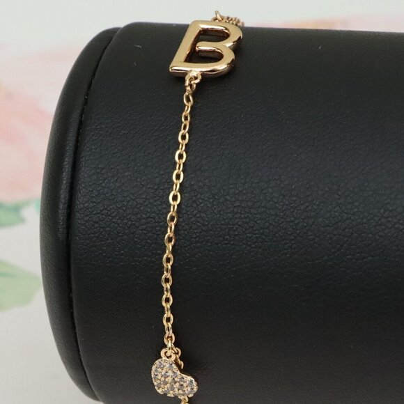 Rose Gold Bracelet with Heart Charm and Initial B Design, XPBL0650 - Picture 1 of 12